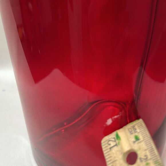 Ruby Red Glass Heart Vase Center Piece Wedding Valentine Day Love 8 3/4 In Tall - Picture 7 of 9